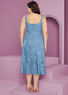 Barbie ♥ Azazie Bridesmaid Dresses Steel Blue A-Line with Pockets Floral Burnout Dress image11