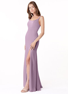 Azazie Salma Final Sale Wisteria Sheath Side Slit Chiffon Dress image3