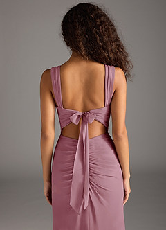 Azazie Jesaphine Bridesmaid Dresses Vintage Mauve Sheath Bow Chiffon Dress image6