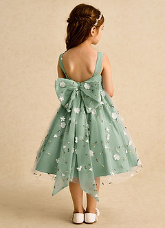 Azazie Bean Robe Demoiselle D'honneur Fillette Robe Princesse en Tulle Sans manches Matcha image2