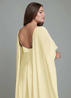 Azazie Stefania Bridesmaid Dresses Lemon Sorbet A-Line Stretch Satin Dress image9