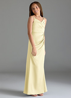 Azazie Maci Junior Klä av Sjöjungfru i Stretch Satin Plisserad image4