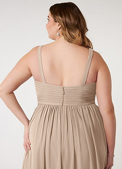 Azazie Chanel Bridesmaid Dresses Taupe A-Line Pleated Chiffon Dress image11