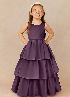Azazie Margie Flower Girl Klänningar Klänning A-Linje i Stretch Satin Rosett image2