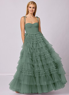 Barbie ♥ Azazie Final Sale Eucalyptus A-Line Sweetheart Neckline Tulle Dress image4