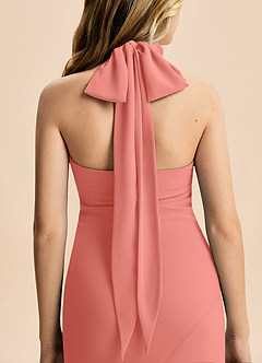 Azazie Velli Junior Meerjungfrau-Linie Hoher Kragen Chiffon Kleid Lachsrosa image6