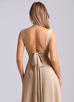 Azazie Beatrice Bridesmaid Dresses Taupe A-Line Sweetheart Neckline Chiffon Dress image7