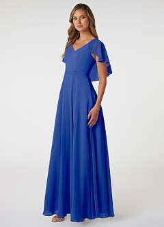 Azazie Jamie Bridesmaid Dresses Royal Blue A-Line Chiffon Dress image3
