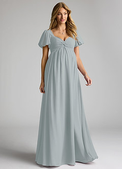 Azazie Madisynn Maternity Bridesmaid Dresses Bow Chiffon Floor-Length Dress image1