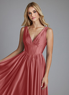 Azazie Delmie Brudtärnklänningar Klä av A-Linje i Stretch Satin Korsett Antik Ros image7