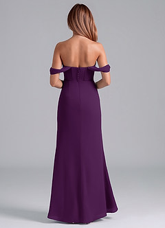 Azazie Asha Bridesmaid Dresses Grape Sheath Off the Shoulder Chiffon Convertible Dress image5