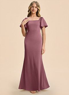 Azazie Chace Junior Desert Rose Sheath Stretch Satin Dress image6