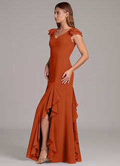 Azazie Nessa Bridesmaid Dresses Burnt Orange A-Line Chiffon Dress image5