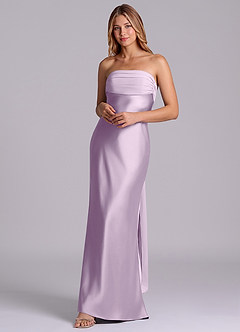 Azazie Ailanie Brudtärnklänningar Klä av Tubklänning i Stretch Satin Axelbandslös Frostad Lila image3