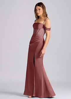 Azazie Alyce Final Sale Amethyst Mermaid Off the Shoulder Stretch Satin Convertible Dress image4