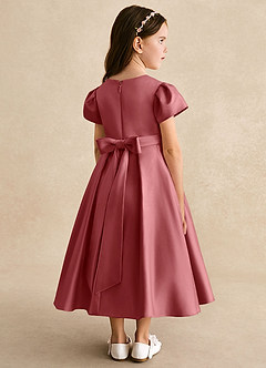 Azazie Princess Flower Girl Dresses Antique Rose A-Line Pleated Matte Satin Dress image2
