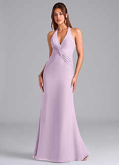 Azazie Valerie Brautjungfernkleider Meerjungfrau-Linie Plissee Chiffon Kleid Frostiges Flieder image4