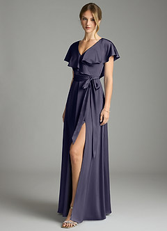 Azazie Lainey Vestidos de damas de honor Vestido de Tormenta de Satén Elástico de Corte en A con Con bolsillos image4