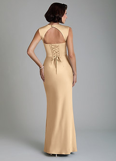 Azazie Lumia Robes de demoiselle d'honneur Robe Fourreau en Satin extensible Corset Champagne image2