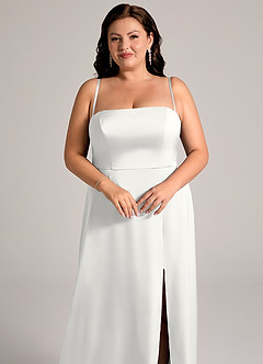 Azazie Wren Brudtärnklänningar Klä av A-Linje i Stretch Satin Axelbandslös Vit Konvertibel image11