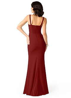 Azazie Gianetta Bridesmaid Dresses Terracotta Mermaid Side Slit Stretch Crepe Dress image2