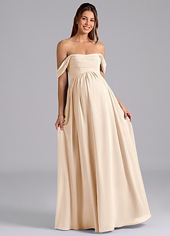 Azazie Saige Maternity Bridesmaid Dresses A-Line Pleated Chiffon Floor-Length Dress image4