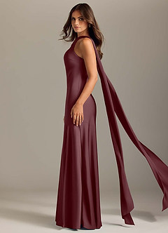 Azazie Kinsley Bridesmaid Dresses Sangria Mermaid Side Slit Stretch Satin Dress image4