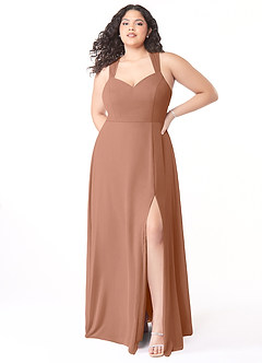 Azazie Jane Bridesmaid Dresses Bronzer A-Line V-Neck Pleated Chiffon Dress image6