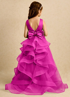 Azazie Lior vestidos de niña de las flores Vestido de Fucsia de Tul de Princesa con Plisado image1