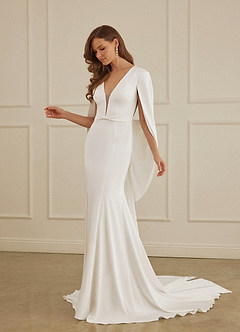 Christian Siriano Bridal for Azazie 2001 Wedding Dresses Diamond White Caramel Mermaid Crepe Back Satin Dress image5