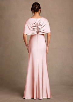 Azazie Dosia 신부의 어머니 드레스 쉬스 주름진 스트레치 새틴 플로어 길이 드레스 image3