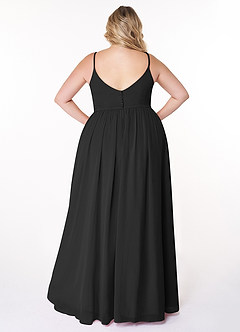 Azazie Rayna Bridesmaid Dresses Black A-Line V-Neck Pleated Chiffon Dress image8