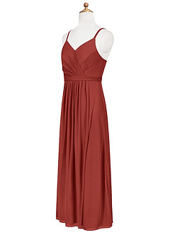 Azazie Luxy Junior Terracotta Pleated Mesh Dress image8