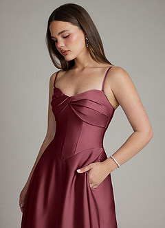 Azazie Meleena Brudtärnklänningar Klänning av A-linje i Stretch Satin Axelbandslös Merlot image2