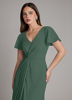 Azazie Kaya Final Sale Sea Moss A-Line Pleated Chiffon Dress image3