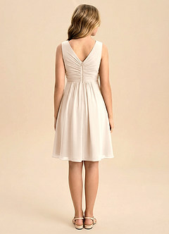 Azazie Skyla Junior Jurk van Chiffon met A-Lijn Geplooid Wit Albast image2