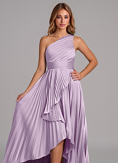 Azazie Lyrica Robes de demoiselle d'honneur Robe Trapèze en Satin extensible Une épaule Frostiges Flieder image4