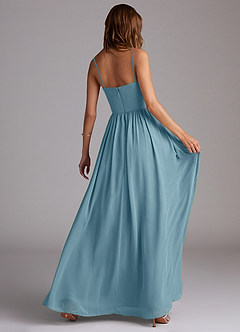 Azazie Calianna Bridesmaid Dresses Moody Blue A-Line Off the Shoulder Chiffon Convertible Dress image6