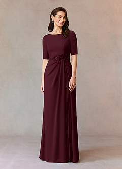 Azazie Joelle Mother of the Bride Dresses Cabernet A-Line Sequins Stretch Crepe Dress image2