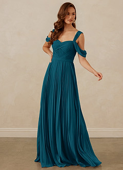 Christian Siriano Bridal for Azazie 1013 Bridesmaid Dresses Ink Blue A-Line Off the Shoulder Chiffon Dress image7
