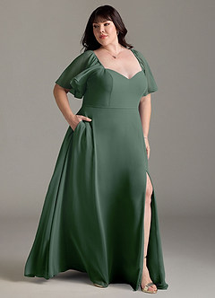 Azazie Chloe Robes de demoiselle d'honneur Robe Trapèze en Mousseline de soie Encolure en Forme de Cœur Eucalyptus image10