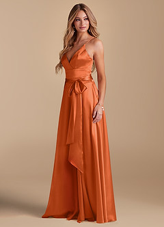 Azazie Sophia laatste Uitverkoop Jurk van Metaalachtig Satijn met A-Lijn met Zakken Black image5