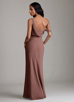 Azazie Madelyn Bridesmaid Dresses Espresso Mermaid One Shoulder Chiffon Convertible Dress image2