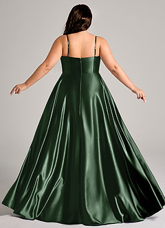 Azazie Elle Bridesmaid Dresses Eucalyptus A-Line with Pockets Metallic Satin Dress image8