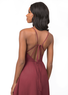 Azazie Everleigh Bridesmaid Dresses Merlot A-Line Sweetheart Pleated Chiffon Dress image4