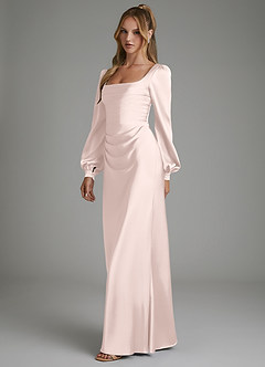 Azazie Brianna Kleider zum Anprobieren zu Hause Meerjungfrau-Linie Korsett Stretch-Satin Kleid Zartrosa image5
