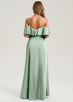 Azazie Jean Jurken voor bruidsmeisjes Jurk van Stretch Satijn met A-Lijn Off the Shoulder Agave image2