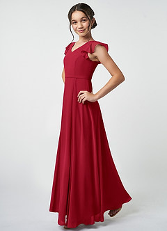Azazie Claudine Junior Scarlet A-Line Pleated Chiffon Dress image3