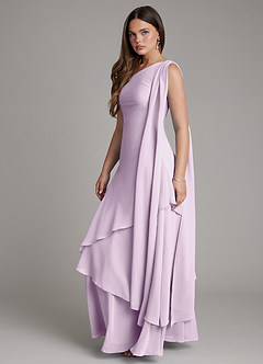 Azazie Monique Bridesmaid Dresses Frosted Lilac A-Line One Shoulder Chiffon Dress image3
