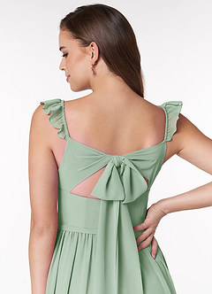 Azazie Metz Brautjungfernkleider A-Linie Herzchen Gerüscht Chiffon Kleid Agave image6